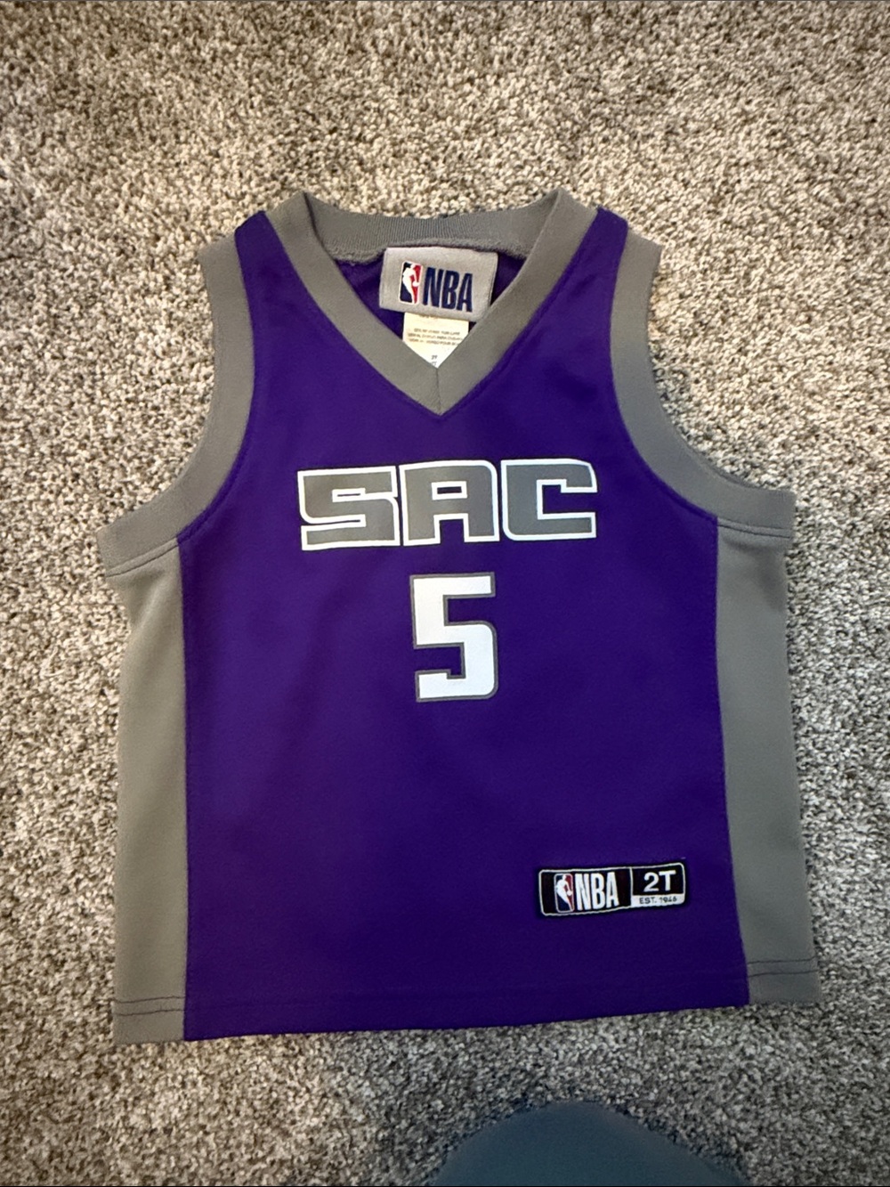 Sacramento Kings NBA Sacramento Toddler Jersey — Purple & Gray #5 Fox size 2t